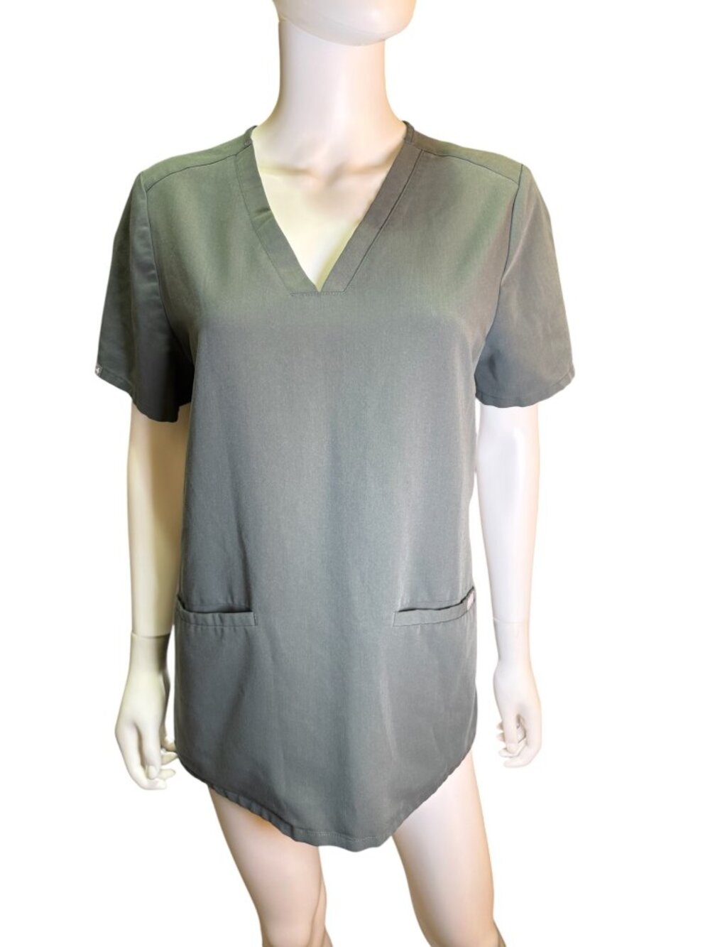 Figs Womens Two Pocket Scrub Top Polyester Blend Dark Green Nurse Size M, EUC